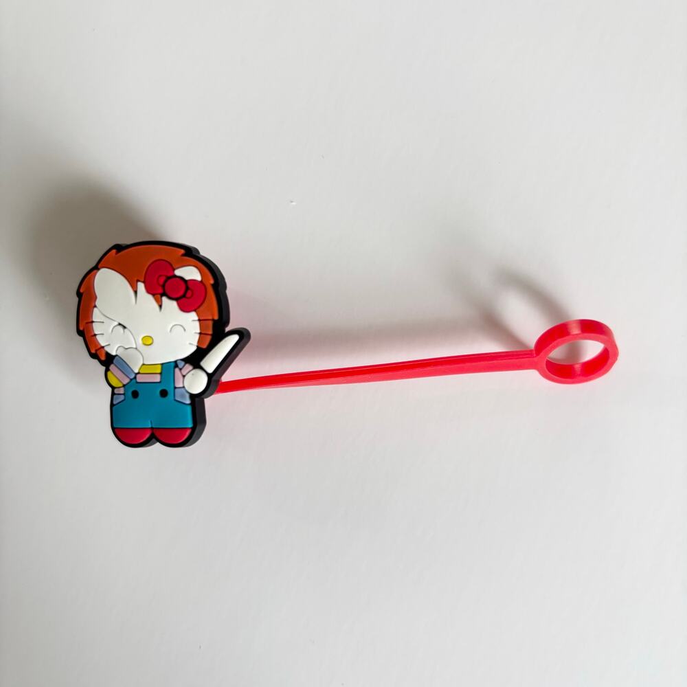 Hello Kitty x Horror Icons Straw Topper Accessories OS Joker Chucky Beetlejuice - Picture 4 of 7